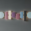 Modern Wall Decor With Green Brown Beige Purple Blue Black Rectangles And Circles