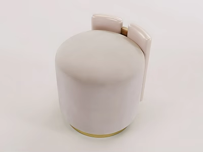 Modern Light Pink Upholstered Stool With Gold Base And Minimalist Design 3d model
