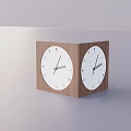 Wooden Cube Clock With Double White Dials And Black Hands For Home Decor