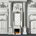 Classical White Wall Design With Ornate Carvings Fireplace Mirrors And Decorative Columns