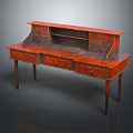 Vintage Wooden Dressing Table With Drawers And Upper Shelves Design