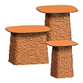 Decorative Shell Encrusted Tables With Clear Glass Tops And Unique Pedestal Design