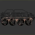 6x6 Off Road Vehicle With Open Cargo Bed Metal Frame Rails And Camouflage Paint