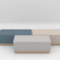 Stylish Sofa Stools In Blue Beige And Gray With Wooden Legs Design