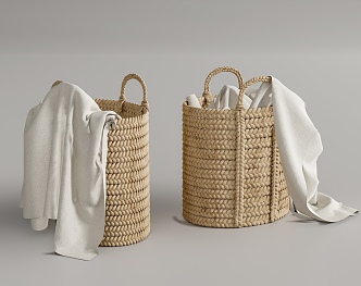 Modern Dirty Clothes Basket Towel Rack Rattan Dirty Clothes Basket Storage Basket Bamboo Basket Bath Towel 3d model