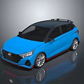 Blue Hyundai Hatchback With Black Roof Sporty Design And Sleek Alloy Wheels