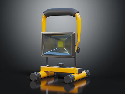 Portable Yellow And Black Furniture With Handle And Rolling Base For Lighting 3d model