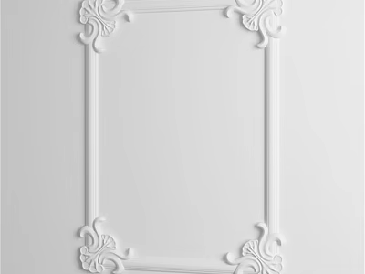 Detailed Carved White Frame With Ornate Corner Patterns For Decorative Sculpture 3d model