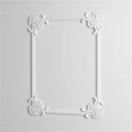 Detailed Carved White Frame With Ornate Corner Patterns For Decorative Sculpture