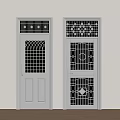 Elegant White Swing Doors With Decorative Grille Patterns And Frame Design 3d model