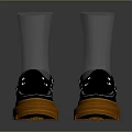 Black Fashionable Footwear With Orange Thick Soles And Metal Buckles For Daily Use