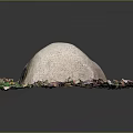 Natural Stone and Wood Decorative Structure with Surrounding Shells and Colored Fragments