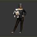 Woman Wearing Hat And Black Top Holding White Rabbit Doll Posing Confidently