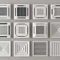 Various Square Air Conditioner Vents Displaying Diverse Grille Designs And Patterns 3d model