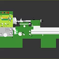 Green Lathe Machine With Control Panel And Rotating Metalworking Components 3d model