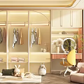 Elegant Modern Wardrobe Interior With Glass Doors Hanging Area And Dressing Table