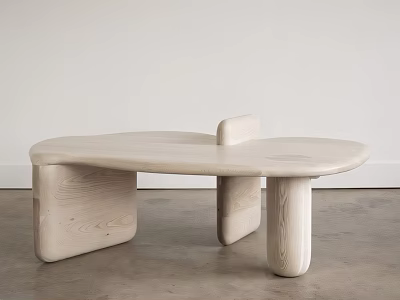 Modern Minimalist Wooden Bar Counter Interior Design With Curved Top And Block Legs 3d model