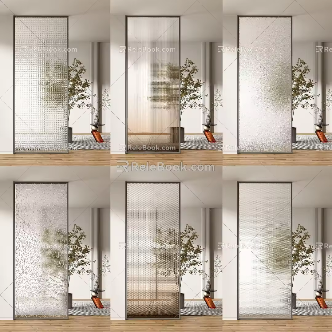 Modern partition glass screen 3d model