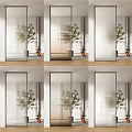 Modern partition glass screen 3d model