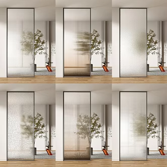 Modern partition glass screen 3d model