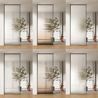 Modern partition glass screen 3d model