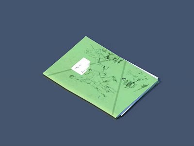 Green Cover Book With White Label And Black Plant Patterns Design 3d model
