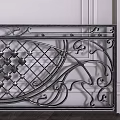 Artistic Wrought Iron Room Partition With Ornate Scroll Patterns And Lattice Grid Design