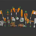 Lego Weapons Collection With Orange Green Design Flags And Treasure Chests