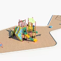 Kids Playground With Colorful Slides Climbing Frames And Safe Play Surface 3d model