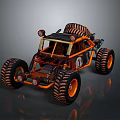 Rustic Off Road Buggy With Orange Black Tires And Metal Frame Structure 3d model