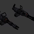 Sci Fi Heavy Weapon With Dual Barrel Black Body And Red White Accents