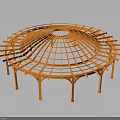 Open Orange Circular Grid Framework Pavilion With Supporting Columns Design 3d model