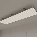 Modern Striped Rectangular Ceiling Light Mounted On Ceiling With White Cabinets