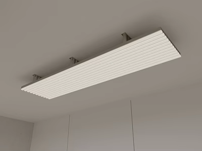 Modern Striped Rectangular Ceiling Light Mounted On Ceiling With White Cabinets 3d model