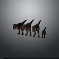 Realistic Dinosaur Group Lined Up with Lava Textured Skin in Various Sizes