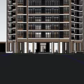 Modern Residential Building Main Entrance Gate With Reflective Pool And Landscaped Greenery