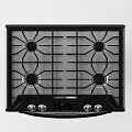 Stainless Steel Kitchen Range Oven with Black Control Panel Top Burners and Drawer Design
