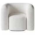Modern Cream Single Sofa With Plush Fabric Rounded Armrests And Cozy Design 3d model