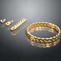 Shiny Gold Jewelry Set With Chain Design Bracelet Necklace And Earrings