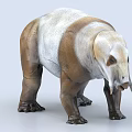 Brown White Mythical Beast 3D Model With Muscular Body Stocky Limbs And Tusks