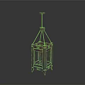 Antique Copper Metal Lantern With Ornate Framework And Decorative Stand