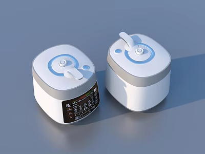White Electric Pressure Cookers With Blue Ring Knob And Digital Control Panel 3d model
