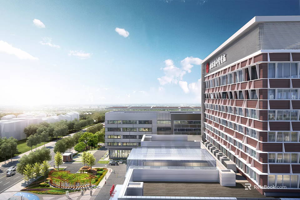 Modern School Building Complex With Multi Story Structure And Green Campus Landscape 3d model 