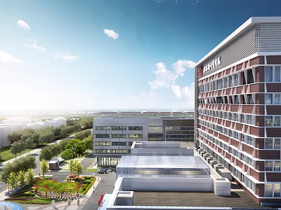 Modern School Building Complex With Multi Story Structure And Green Campus Landscape 3d model