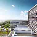 Modern School Building Complex With Multi Story Structure And Green Campus Landscape