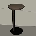 Brass Metal Side Table With Round Top Slim Column And Black Base 3d model