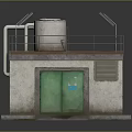 Industrial Park Featuring White Tank Green Door And Roof Solar Panels
