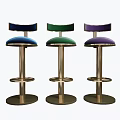 Stylish Modern Bar Stools With Blue Padded Seats And Curved Metal Backrests