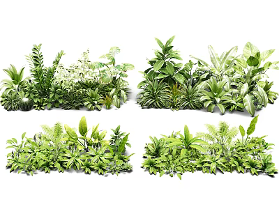 Various Green Plants Featuring Lush Fresh Leaves And Diverse Foliage Varieties 3d model