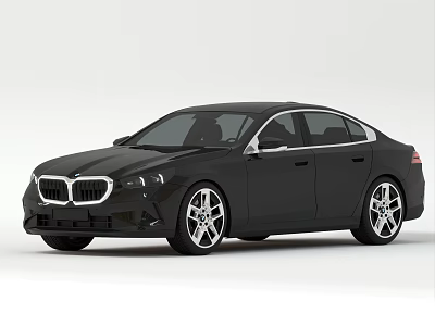 Black BMW Sedan With Modern Sleek Design And Silver Alloy Wheels 3d model